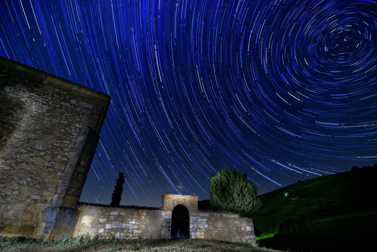 Star trails over Andaluz cemetery